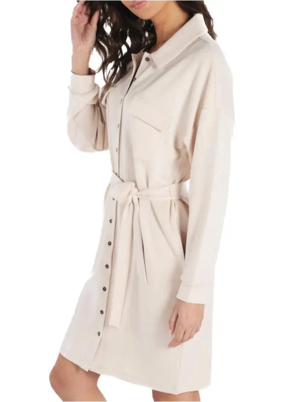 ESQUALO Soft Scuba Jacket Shirtdress Button/ Tie Shirt Dress Jacket Style M